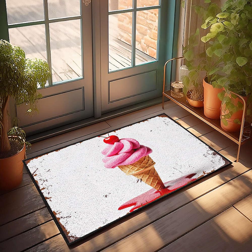 Tapis d'extérieur cornet de glace pour égayer votre terrasse et accueillir vos invités avec humour