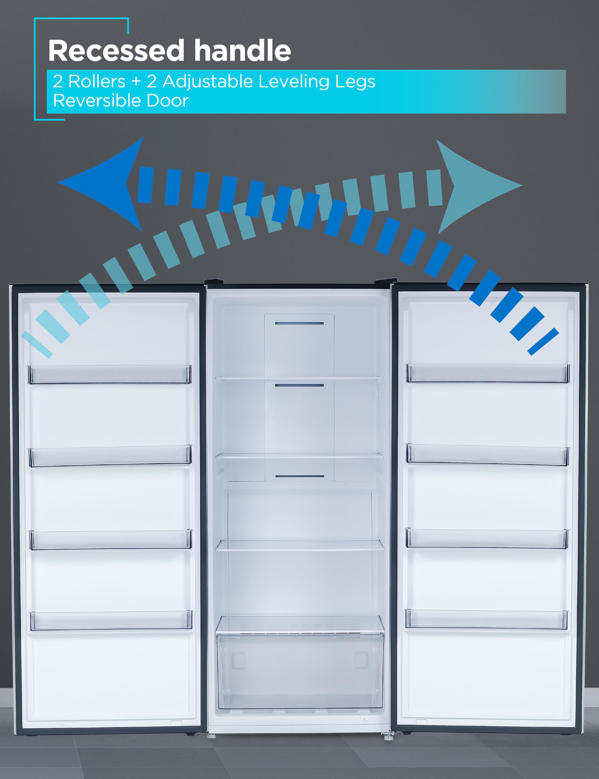 Black+Decker 21 Cu. Ft. Convertible Freezer Refrigerator, Upright Freezer Or All Fridge With Glass Shelves, Reversible Door, R600a Refrigerant, Energy Star Rated, Frost Free, Buc2100js, Stainless Look on Fridge.com - View 6