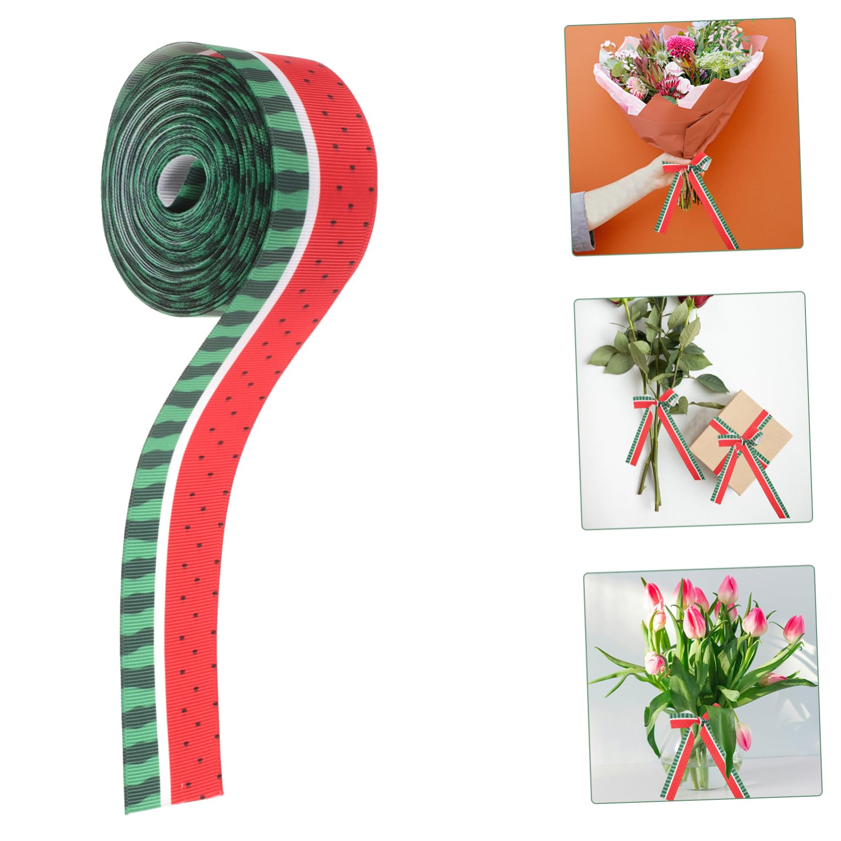 Operitacx 3rollos Cinta Decorativa De Cinta De Grosgrain Diseño De Sandía Yardas Para Envoltura De Decoración De Pasteles y Manualidades
