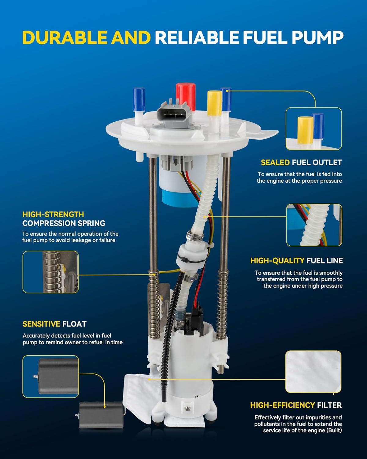 PHILTOP FG0845 Electric Fuel Pump Assembly Compatible with 2004–2008 Ford F-150 4.2L/4.6L/5.4L, Replaces E2434M, P76335M, P76343M, RE0896S, SP2004M, TU269