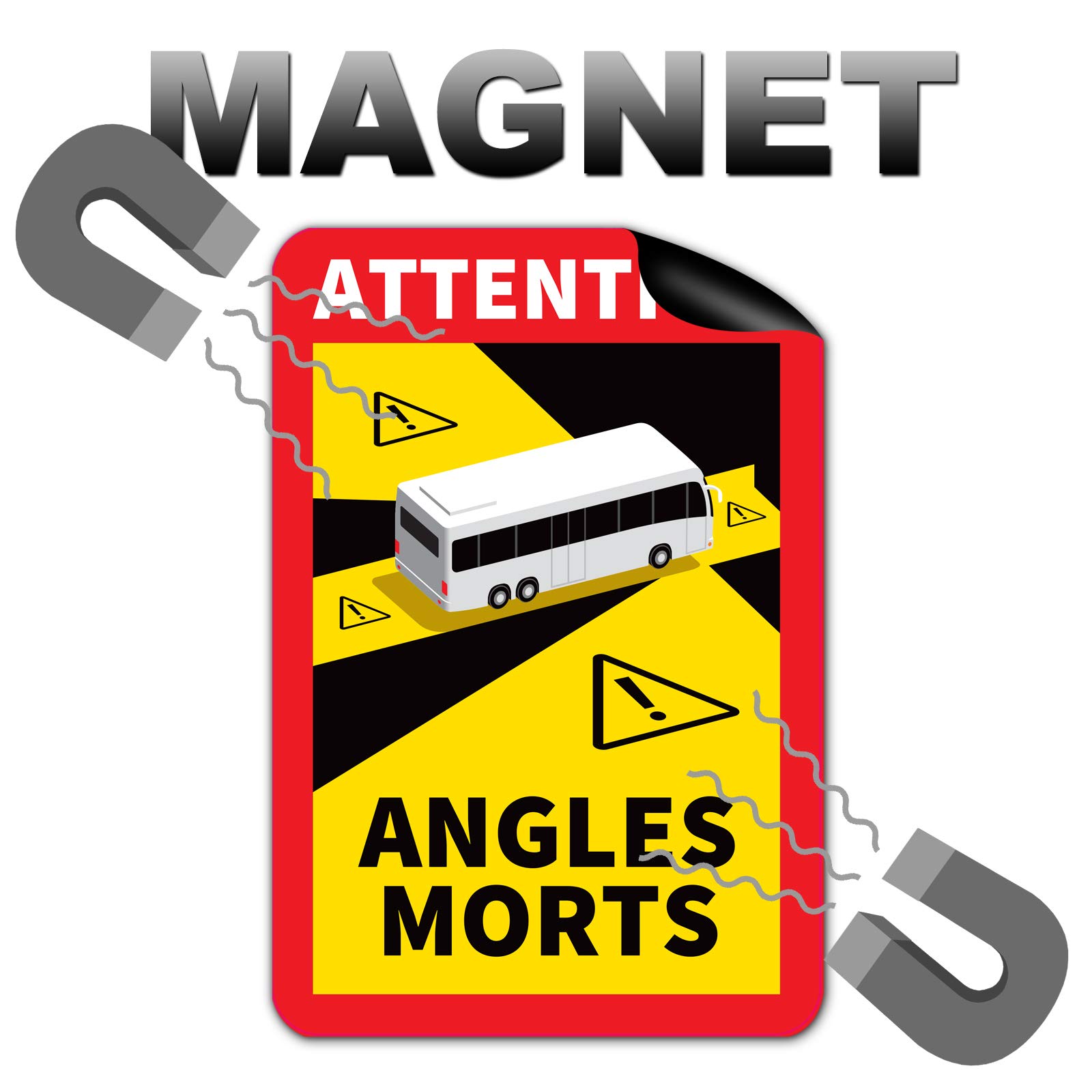 Pack of 12 Attention Angles Morts Magnetic Signs 25 x 17 cm Magnet for Bus and Caravan Warning Sign Sign France with UV Protection - Image 2