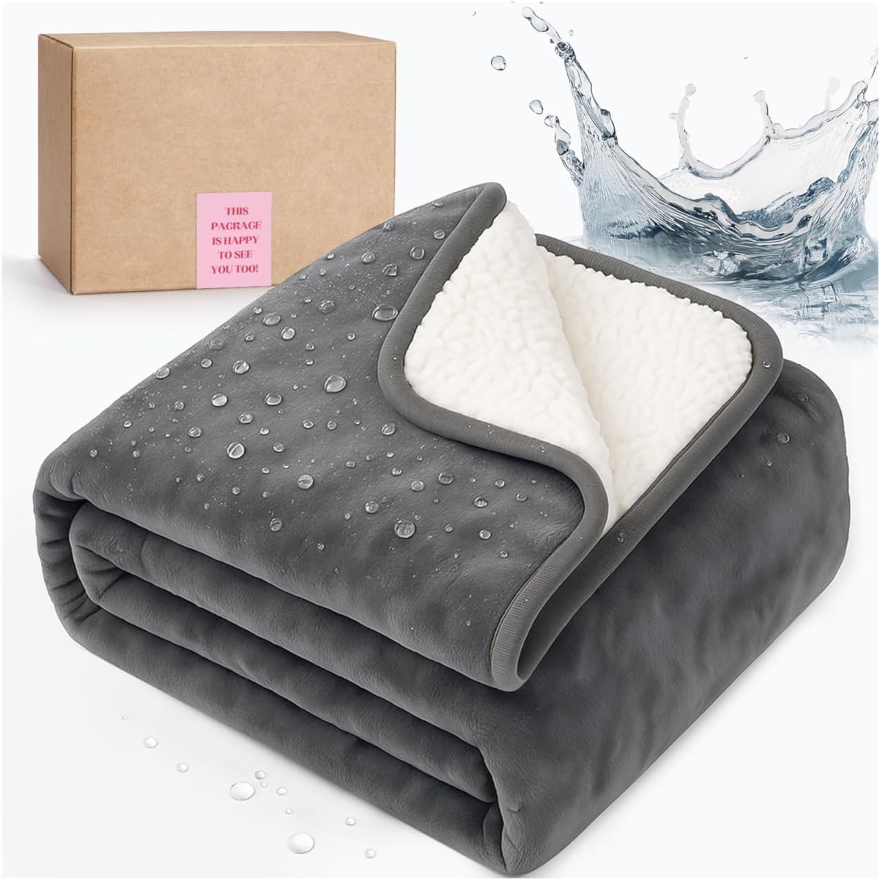 Waterproof Blanket for Bed Intimacy, Love Blanket Waterproof and Stain Proof, Absorbent, Washable Bed Protector for Couples, Liquid-Resistant Throw for Mattress Protection (80x60 Inch, Grey)