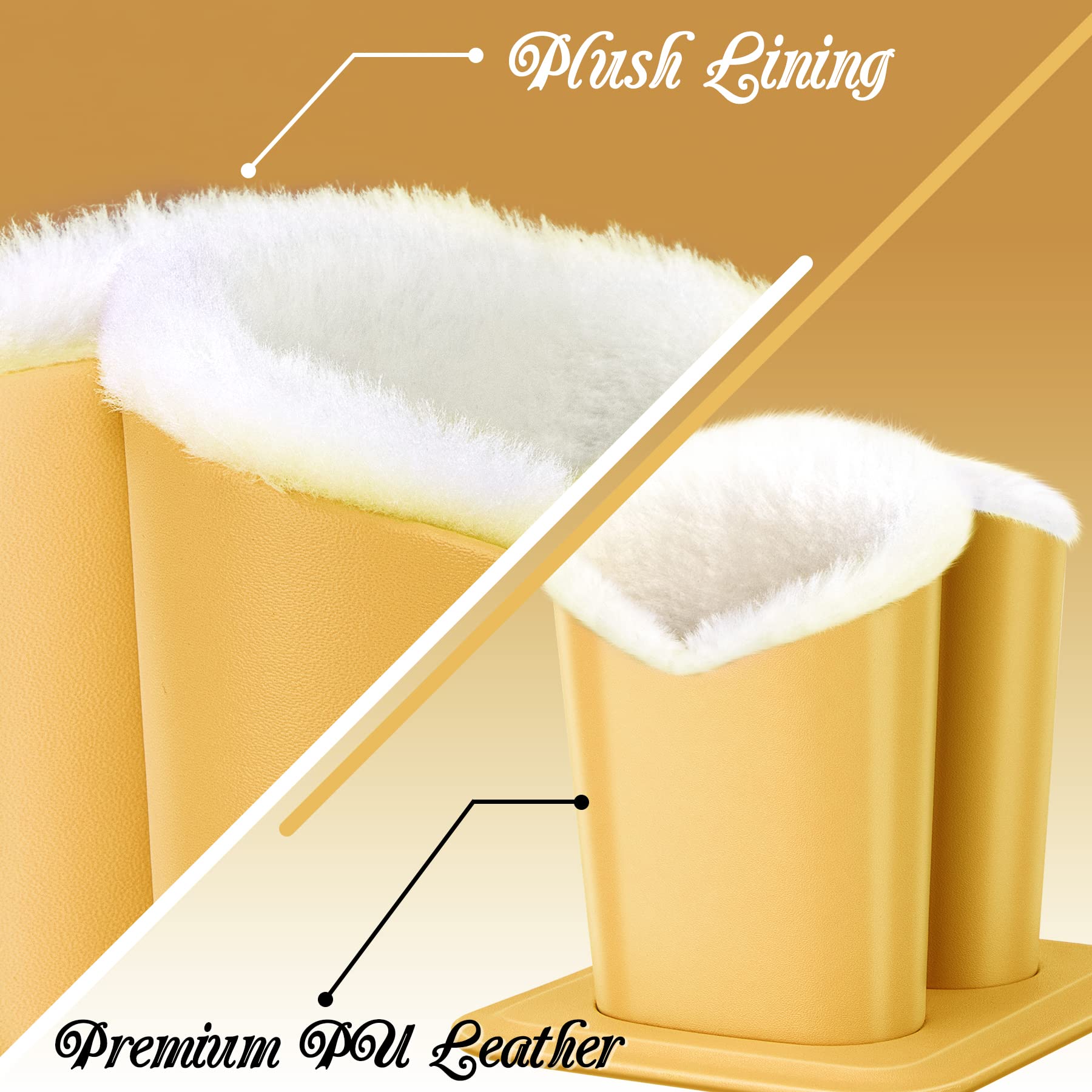 Soporte de cristal de doble ojo, soporte para anteojos de color dulce caramelo con forro de felpa para mesa, escritorio, mesita de noche, Amarillo 4