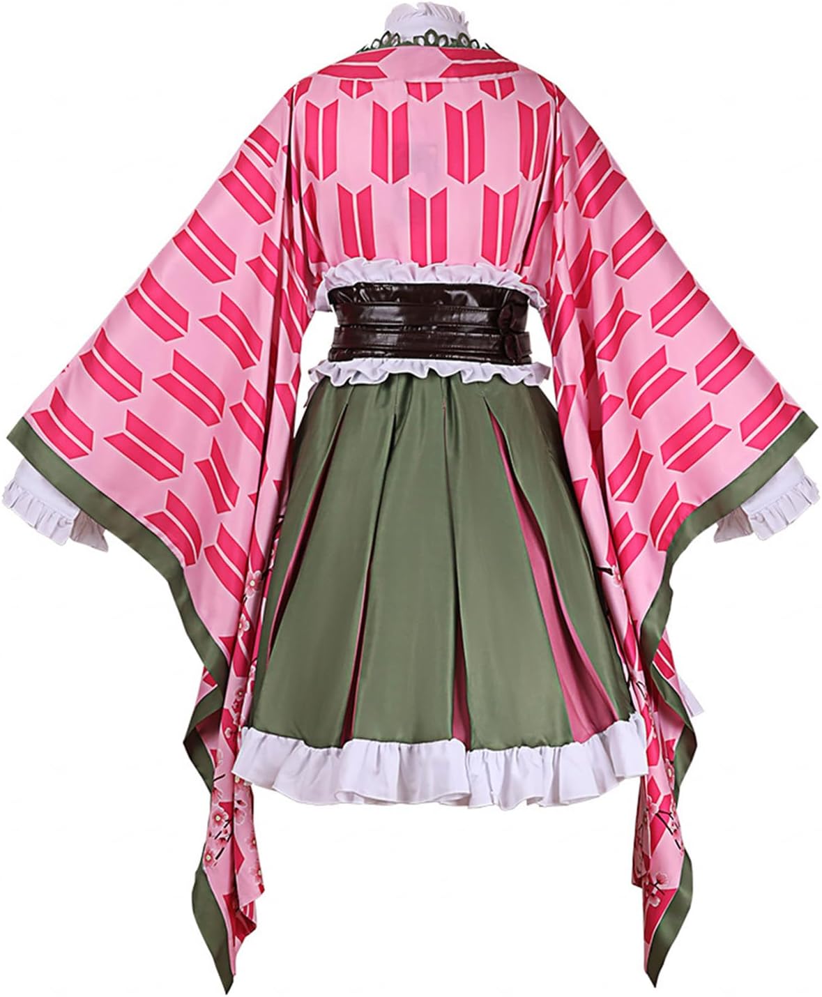 Kanroji Mitsuri Costume Women Outfit Dress Suit Set with Earrings Halloween Adult