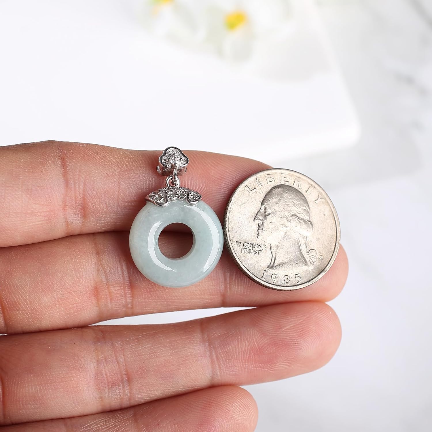 Real Jade Donut Pendant Necklace for Women Genuine Jadeite Circle Round Charm Jewelry Birthday Valentine's Day Gifts for Her Good Luck Protection - Image 6