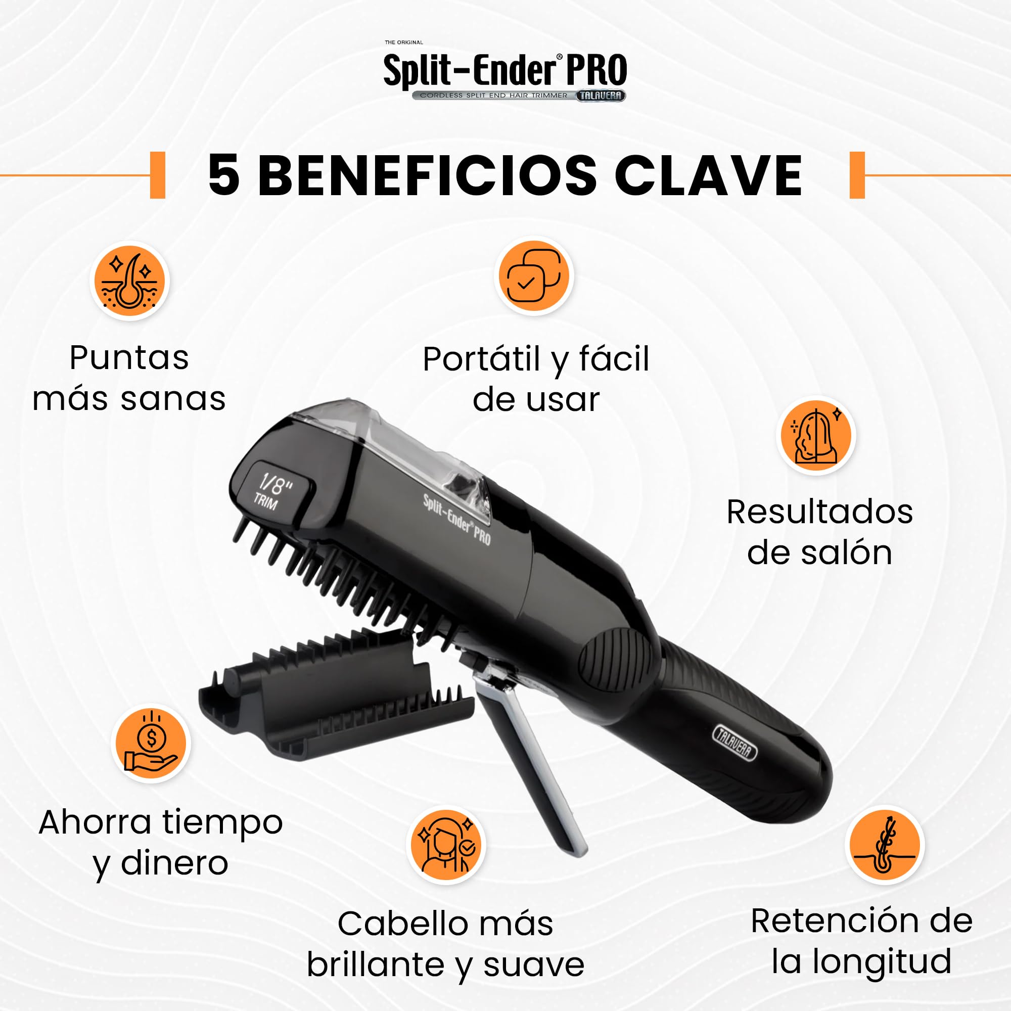 Split Ender Pro Salon - Cortacésped profesional inalámbrico para puntas abiertas secas, dañadas y quebradizas, color negro