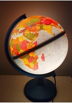 Işıklı Küre - 36 cm Yükseklik 26 Cm Çap - Hem Fiziki Hem Siyasi Dünya Küresi, Mavi