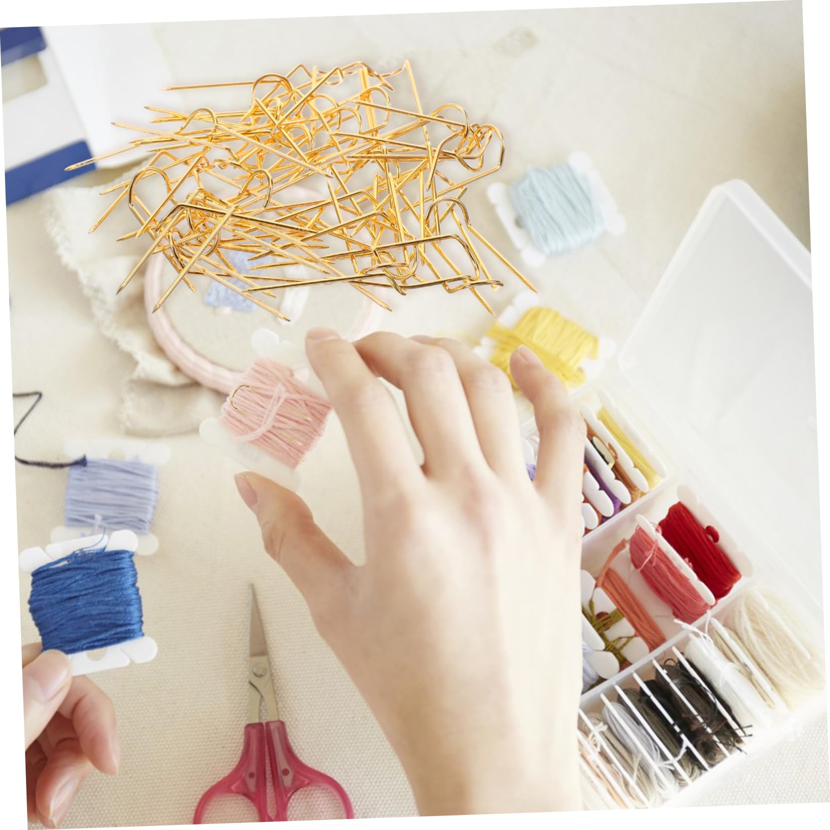 VILLCASE 50pcs U-Shaped Fixed Pin for Fabric Carbon Steel Professional Sewing Needles Hand Sewing Blocking Needle