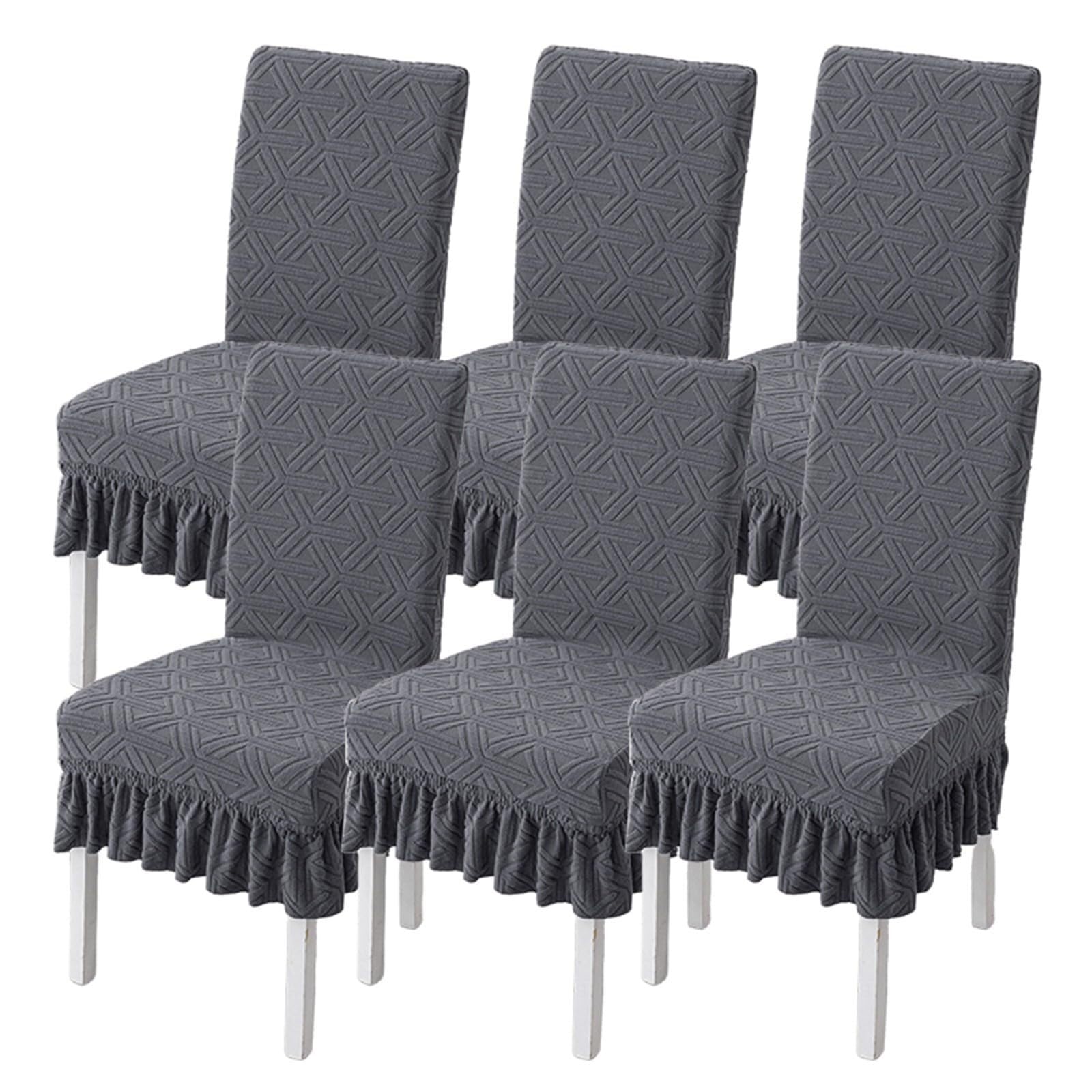 NMVAWIPT Stretch Dining Chair Slipcovers, Chairs Seat Cover For Room With Skirt, For Kitchen Hotel Party Banquet Wedding(2#,6 Set)