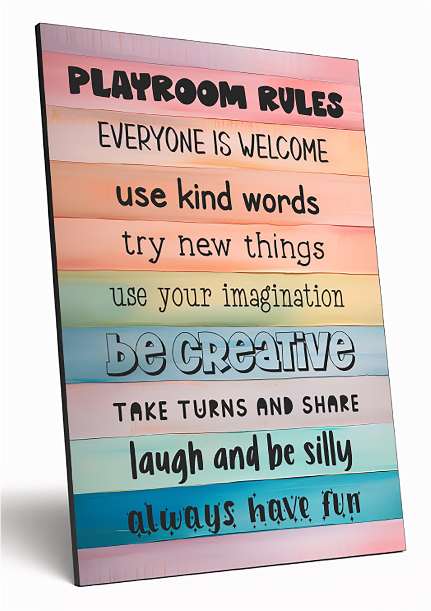 Motivational Wall Art Sign Plaque Inspire Every Day Vibrant Print Playroom Rules A4 Wooden Home Décor Uplifting Decoration
