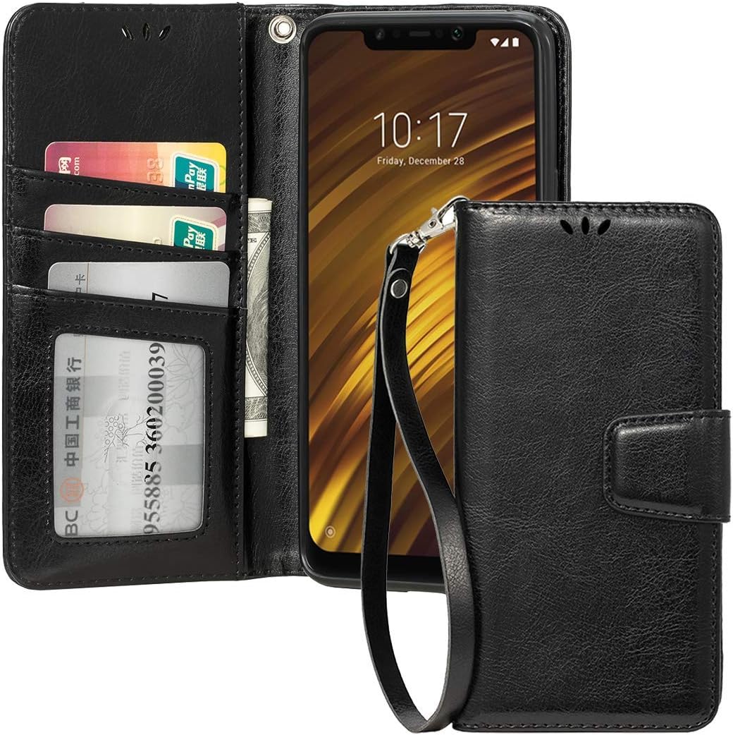 for Xiaomi Pocophone F1 Accessories,Shockproof Brushed Rugged Anti-Drop Full-Body Protective Cover Case for Xiaomi Poco F1 / Pocophone F1(Black)