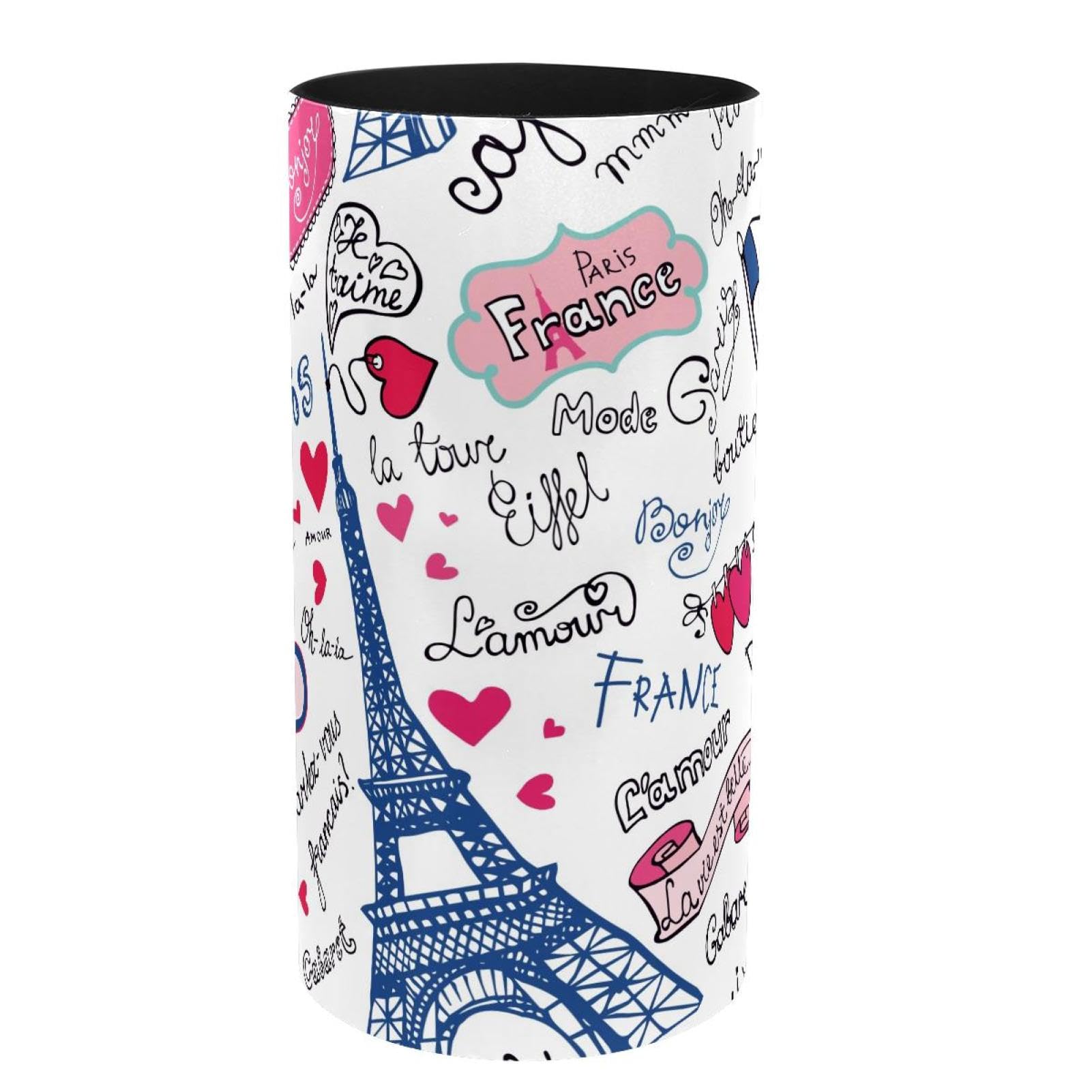 Pinceaux de maquillage et stylos rangés dans ce pot à crayons musical