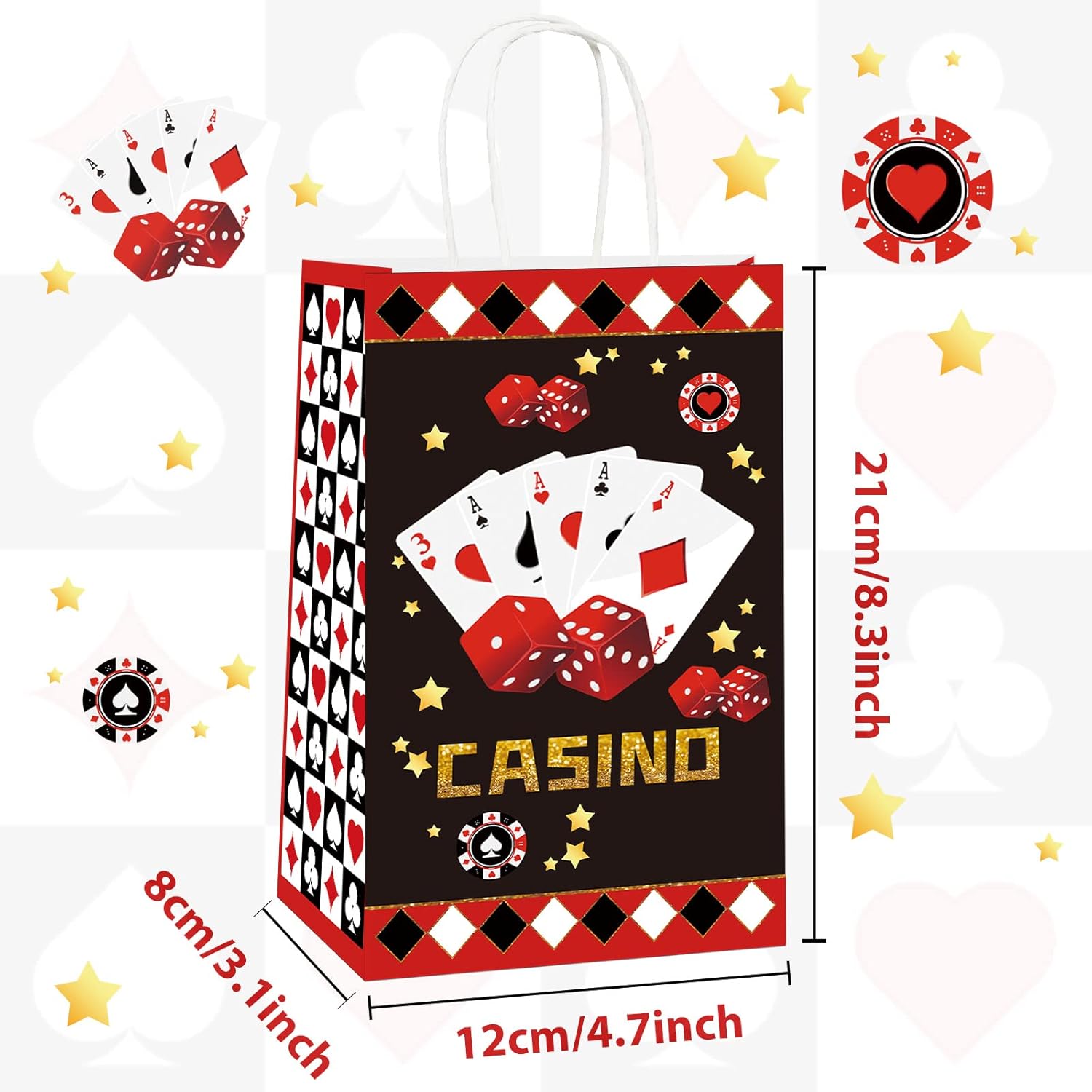 gisgfim 16 Pcs Casino Party Favor Bags Las Vegas Birthday Party Candy Treat Paper Bags Party Gifts Casino Night Poker Events Party Supplies Decorations - Image 3