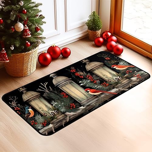 MSINMKOK Alfombras Cardinales para baño, 20 x 40 pulgadas, vintage, con diseño de pájaros, lavables, antideslizantes, para pasillo, dormitorio,