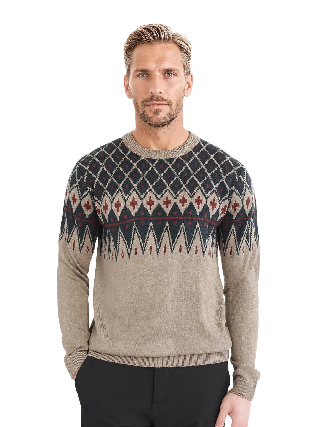 rare rabbit Regular fit Argyle Print Sweater-picture-47