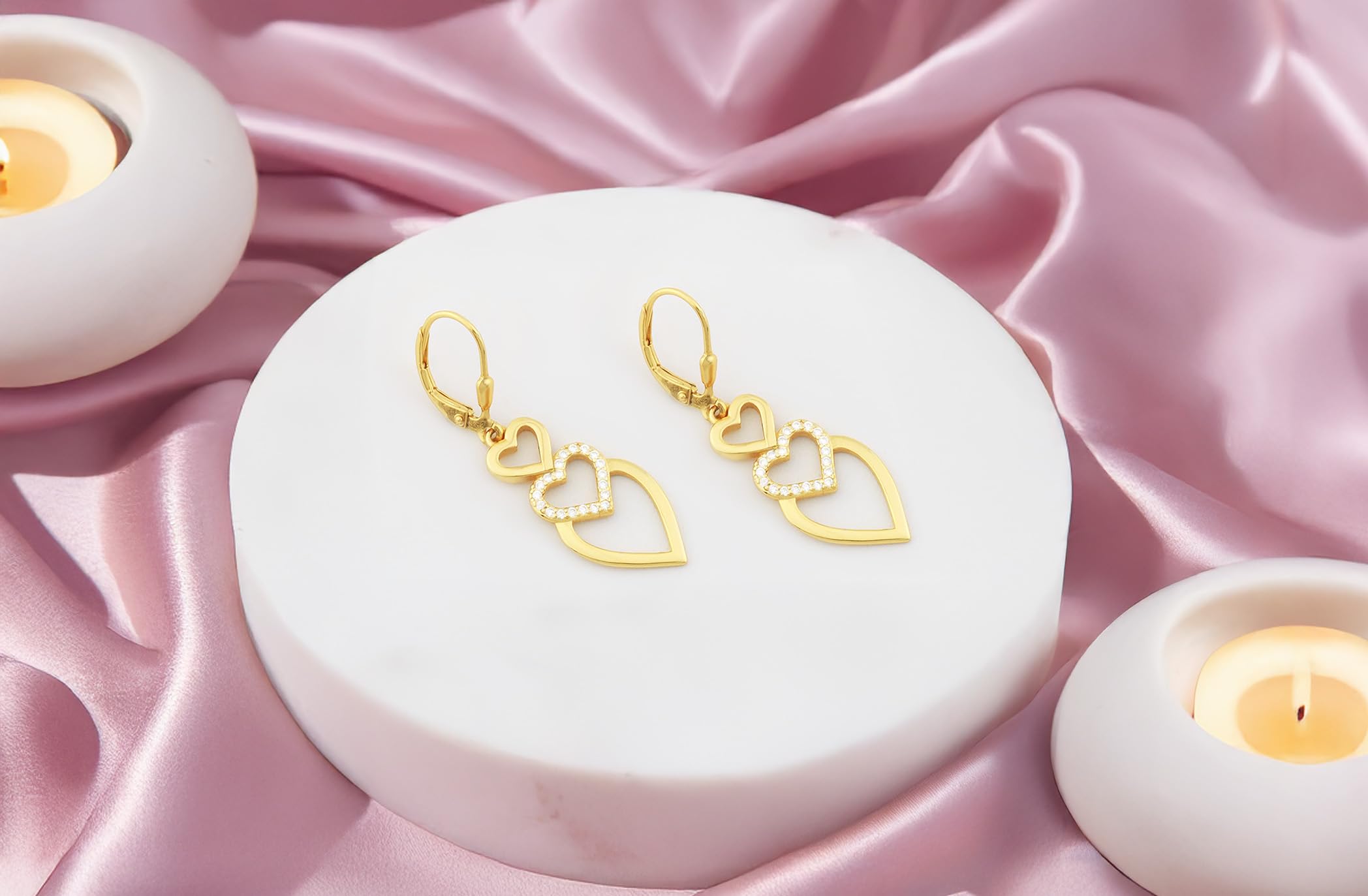 SOFIA MILANI - Damen Ohrringe 925 Silber - mit Zirkonia Steinen - Dreifaches Herz Ohrhänger