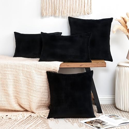 Miniatura 4 de Juego de 2 fundas de almohada decorativas de terciopelo rojo de 24 x 24 pulgadas, fundas de almohada suaves de Navidad magenta grandes para sofá,