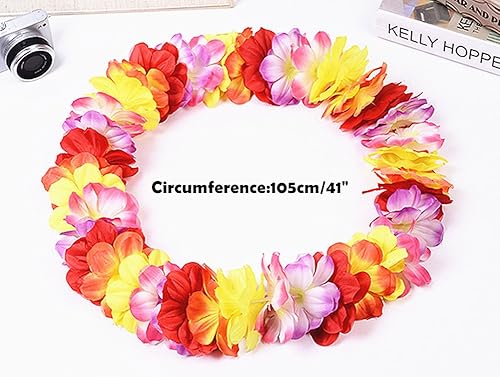 Miniatura 9 de ALIMITOPIA Guirnalda hawaiana de flores artificiales para el cuello para disfraces de fiesta Luau (multicolor, 4 unidades)
