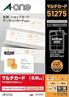 エーワン 名刺 マルチカード 厚口 100枚分 51275
