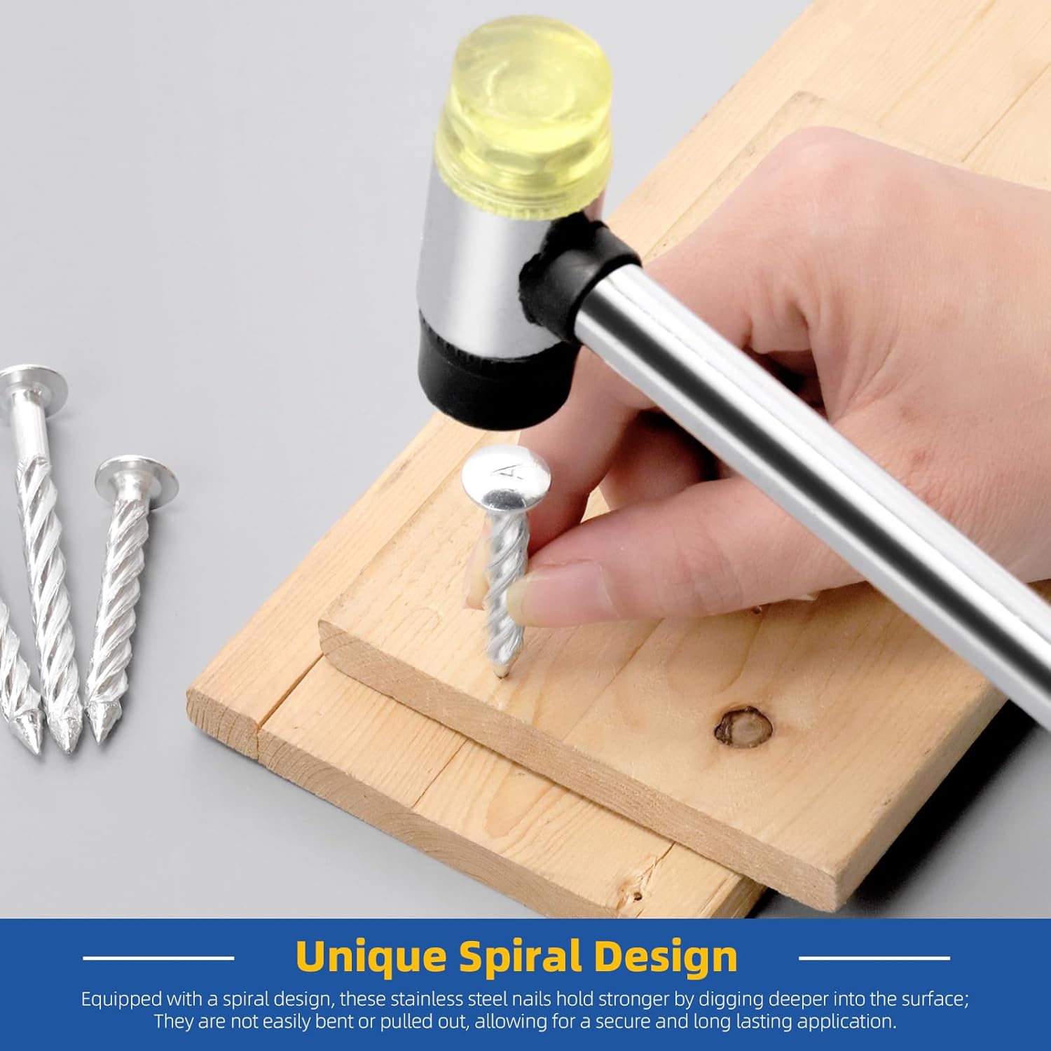 Glarks 50pcs 6.5 x 45mm Thread Twist Nail Kit, Zinc Plated Cement Nails, Steel Nail, Galvanized Solid Nail, Wall Pins Tacks Nails for Cinder Block, Concrete Walls, Cement Board, Woodworking