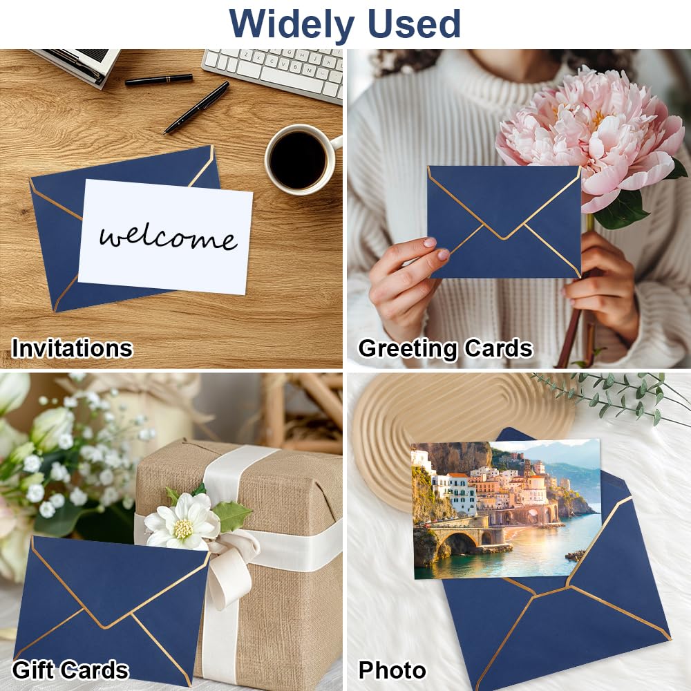 20 Pezzi Busta di Lusso con Bordi in Lamina d'oro,18,3x13,3 cm | Buste Eleganti per Biglietti di Auguri,Buste Matrimonio Partecipazioni,Carta Da Lettere con Busta per Inviti di Nozze
