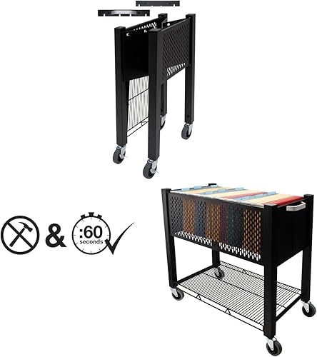 Miniatura 2 de Productos InstaCart Carrito de archivos con tapa abierta, 15 pulgadas x 27 pulgadas x 27 3/4 pulgadas, negro (VF53000)