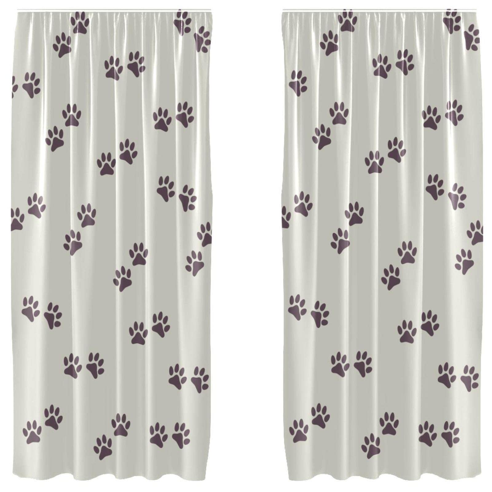 Cortinas opacas de huellas para habitación infantil con dos paneles de microfibra