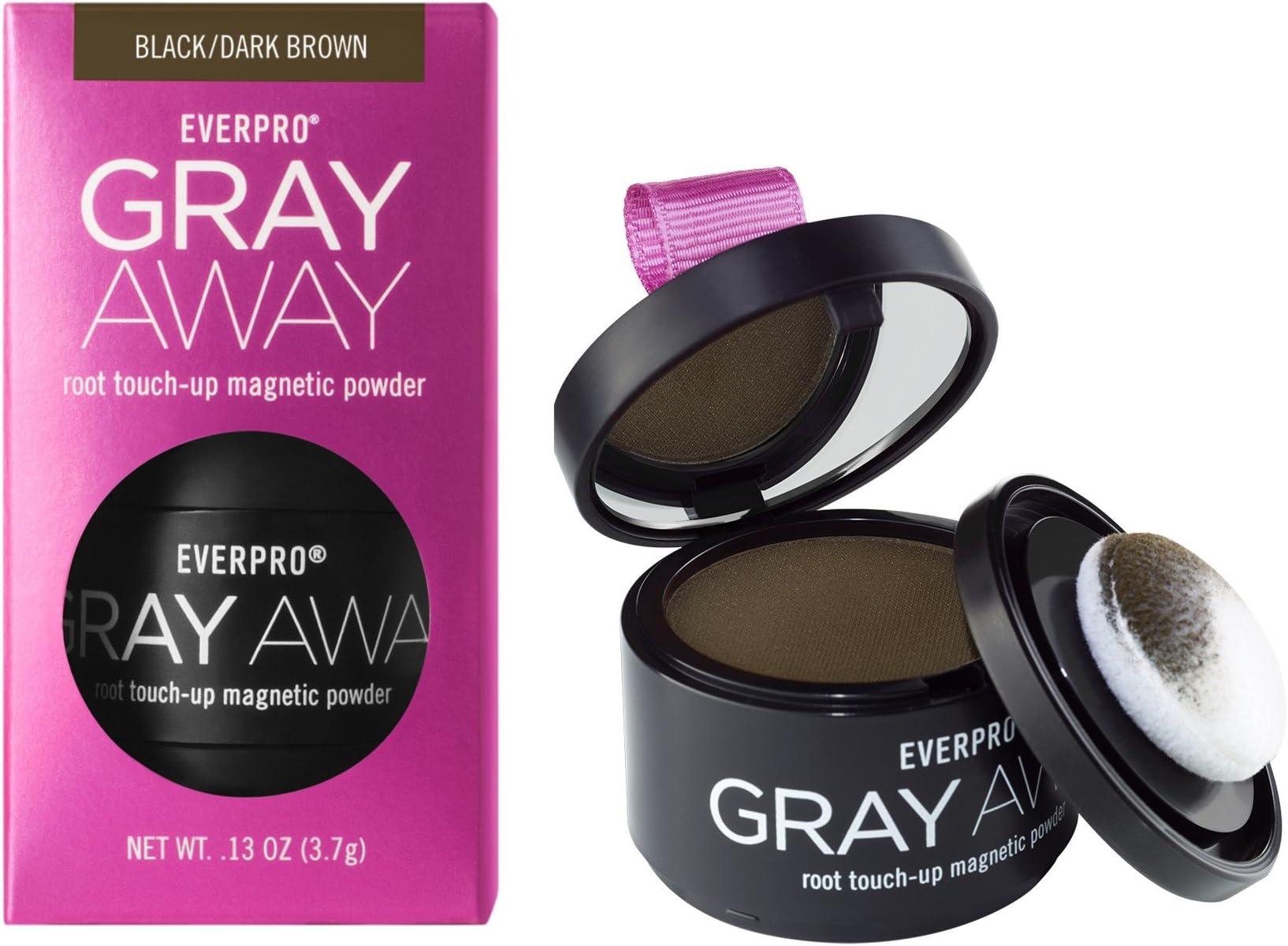 Everpro Gray Away Root Touchup Powder Black/Dark Brown 0.13 Ounce (4ml) (6 Pack)