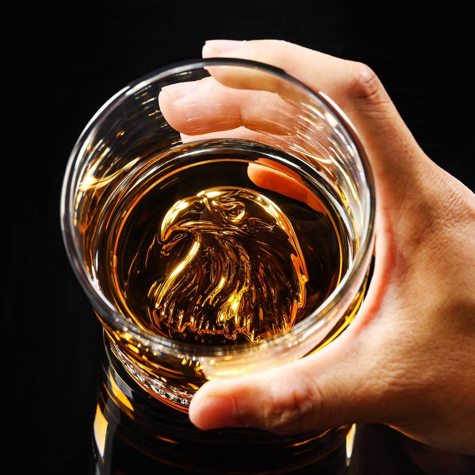 PARACITY Lot de 2 verres à whisky à l'ancienne, verres à bourbon/cocktail/rock pour bar, fête et maison, cadeau à whisky pour homme (motif aigle)