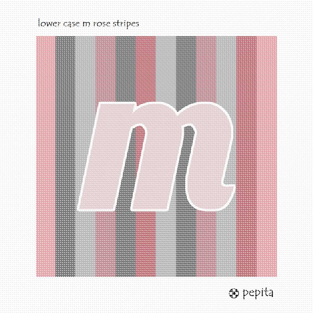 Pepita Needlepoint Canvas: Lower Case M Rose Stripes, 10