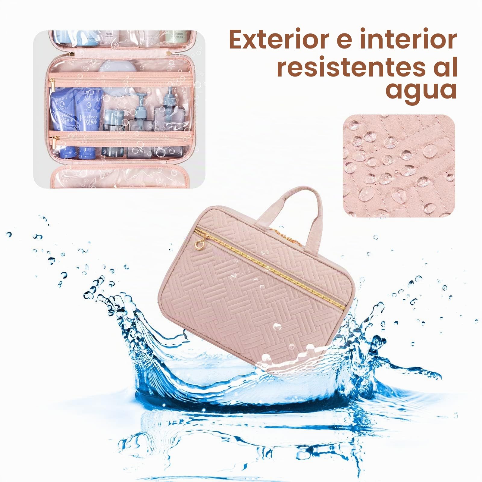 LOVEVOOK Neceser Viaje Mujer, Grande Bolsa de Aseo Colgante Neceser | con Gancho Giratorio de 360°, Impermeable Maquillaje Organizador Viaje Accesorios