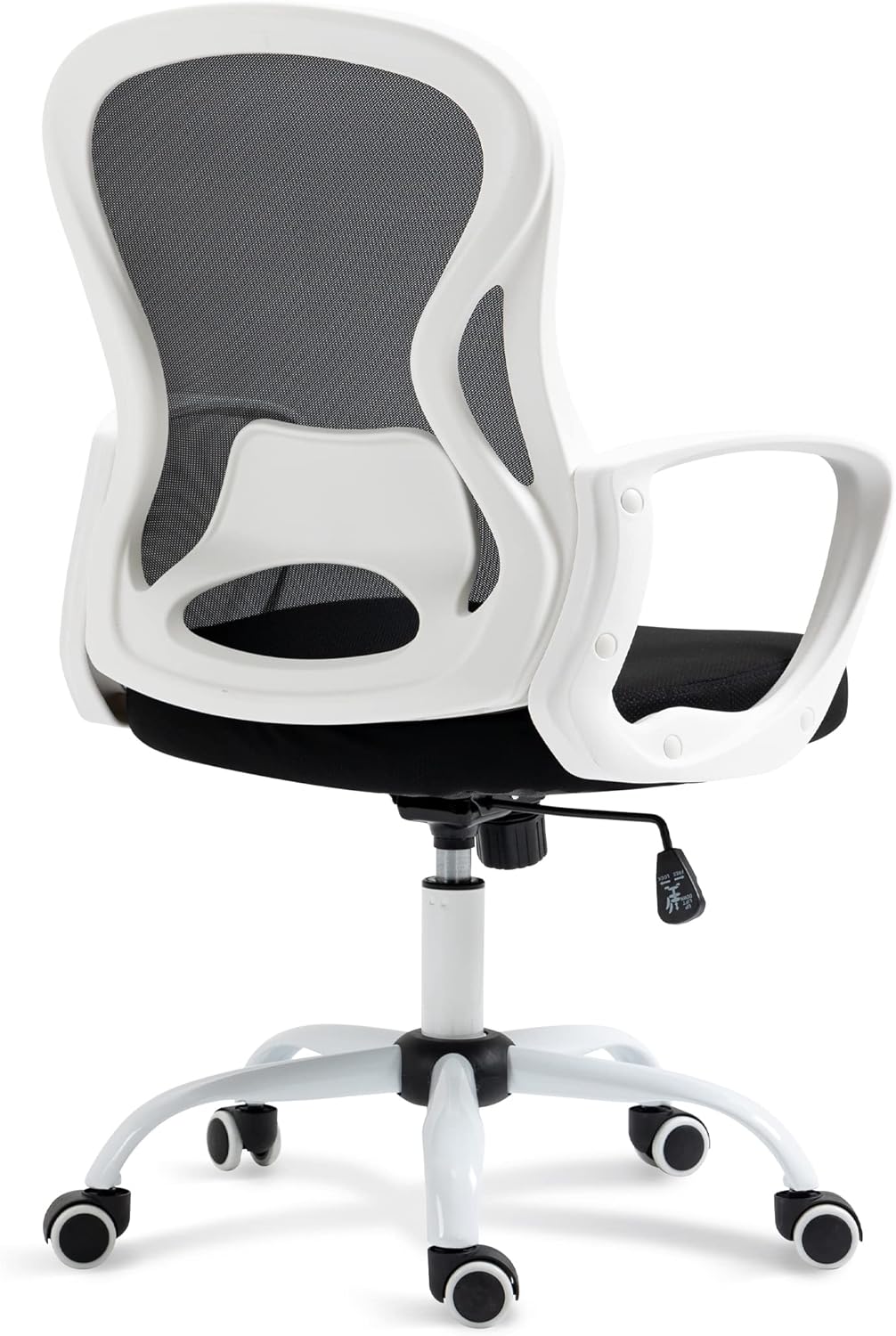 HOMEFUN White Office Chair with Wheels, Wide Seat Mesh Home