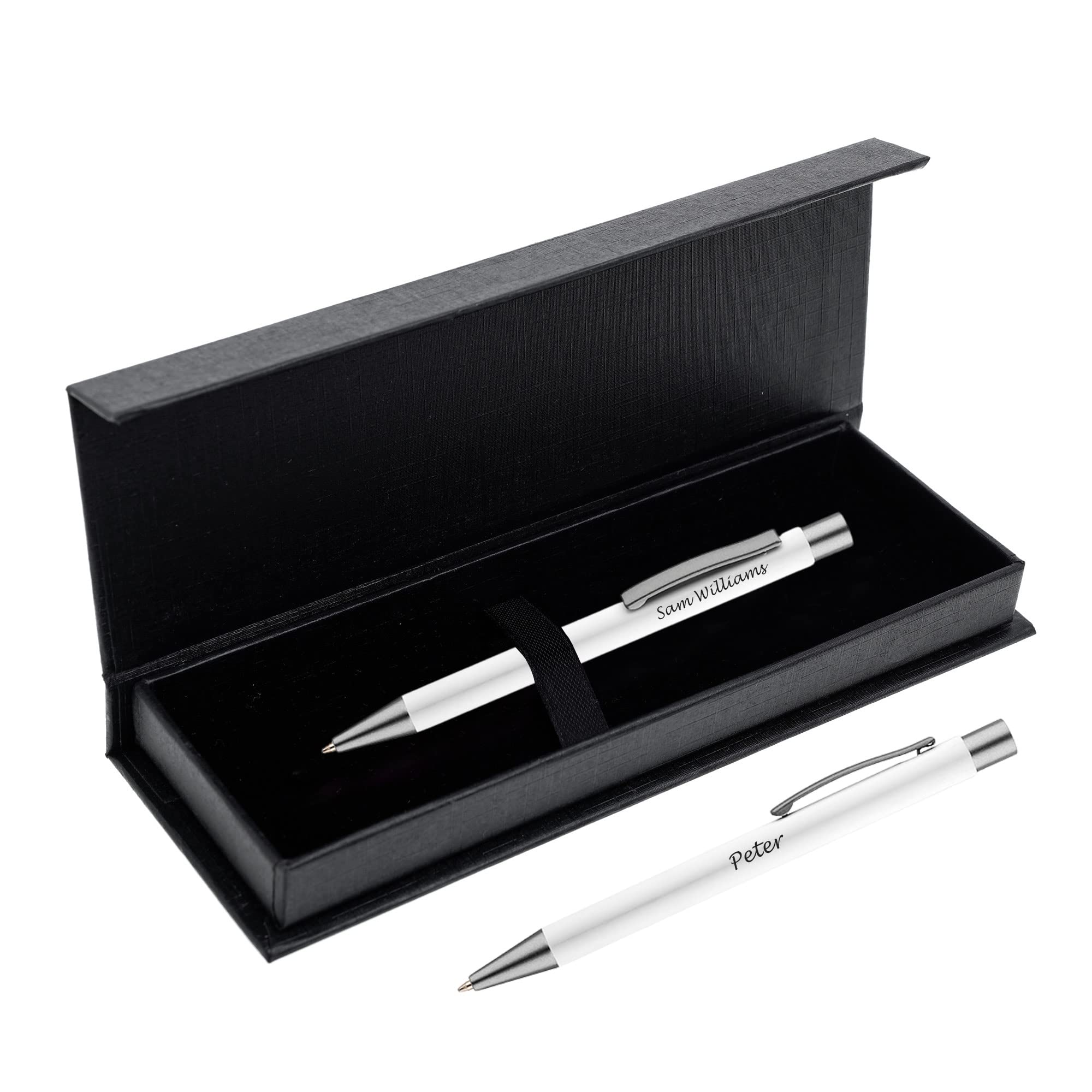 Paul Clover Personalised Engraved Aluminium Ballpoint Pen with Graphite Finish in a Gift Box - Elegant Gift Idea for Your Loved Ones, Men and Women - Enter Your Custom Text