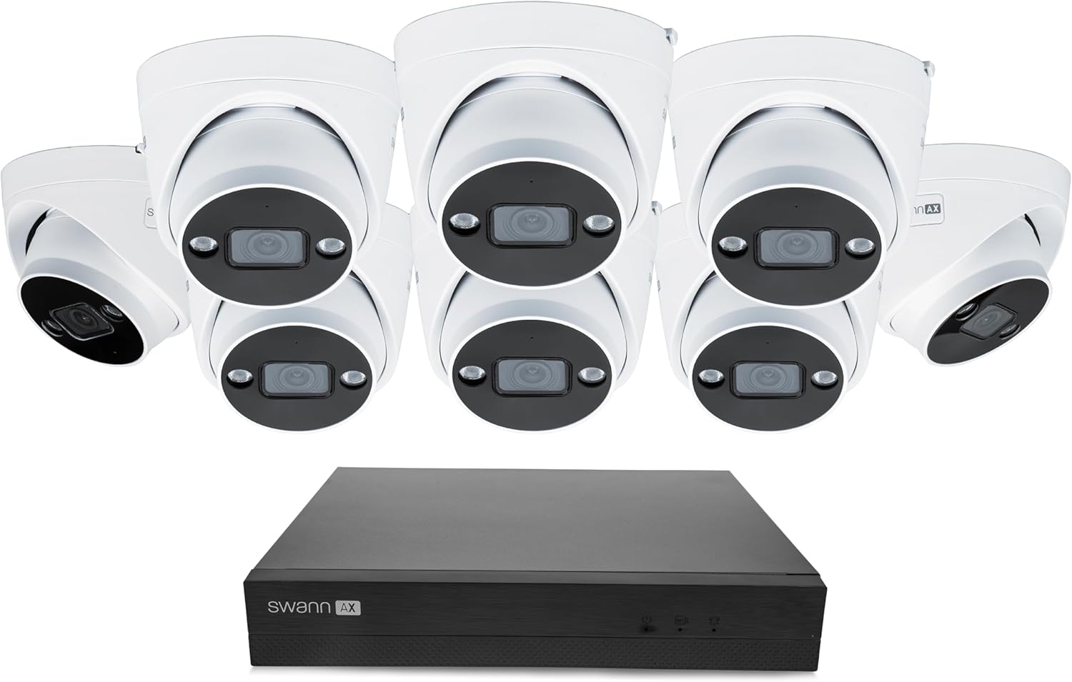 Swann AdvancedX 4K Wired NVR Security Camera System, 16 Channel with 8 Dome PoE Cameras, 2TB HDD Storage, Color Night Vision with Spotlight, Smart Video Analytics, Indoor Outdoor Business Surveillance