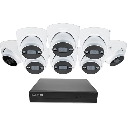 Swann AdvancedX 4K Wired NVR Security Camera System, 16 Channel with 8 Dome PoE Cameras, 2TB HDD Storage, Color Night Vision with Spotlight, Smart Video Analytics, Indoor Outdoor Business Surveillance