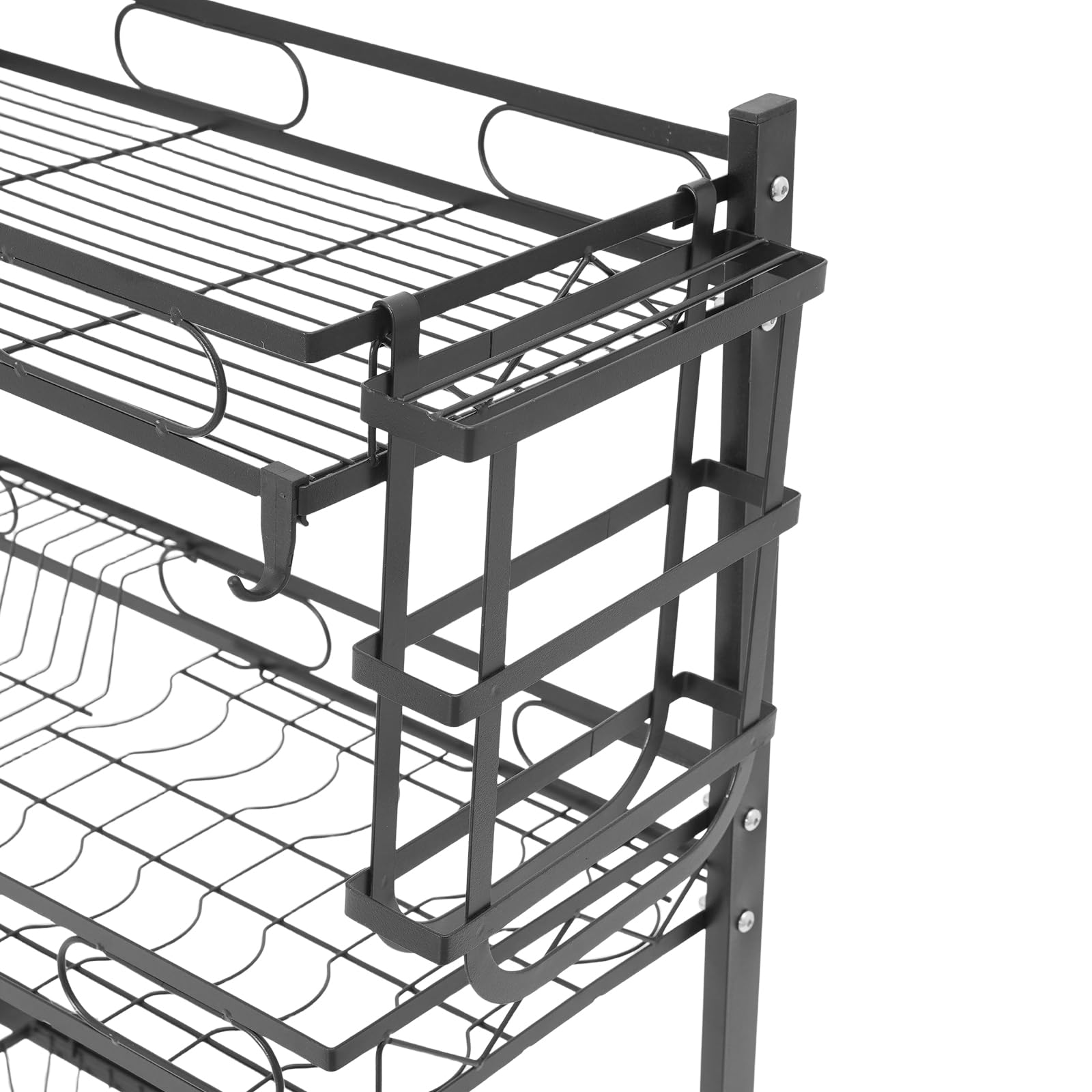 Abtropfgestell Geschirr, 2-Stufiges Geschirrabtropfgestell Hohe Leitplanke Anti-Rutsch-Saugnapf 10kg Belastbar (Jede Ebene) Vielfältige Ablagefächer Durchbrochenes Gitterdesign