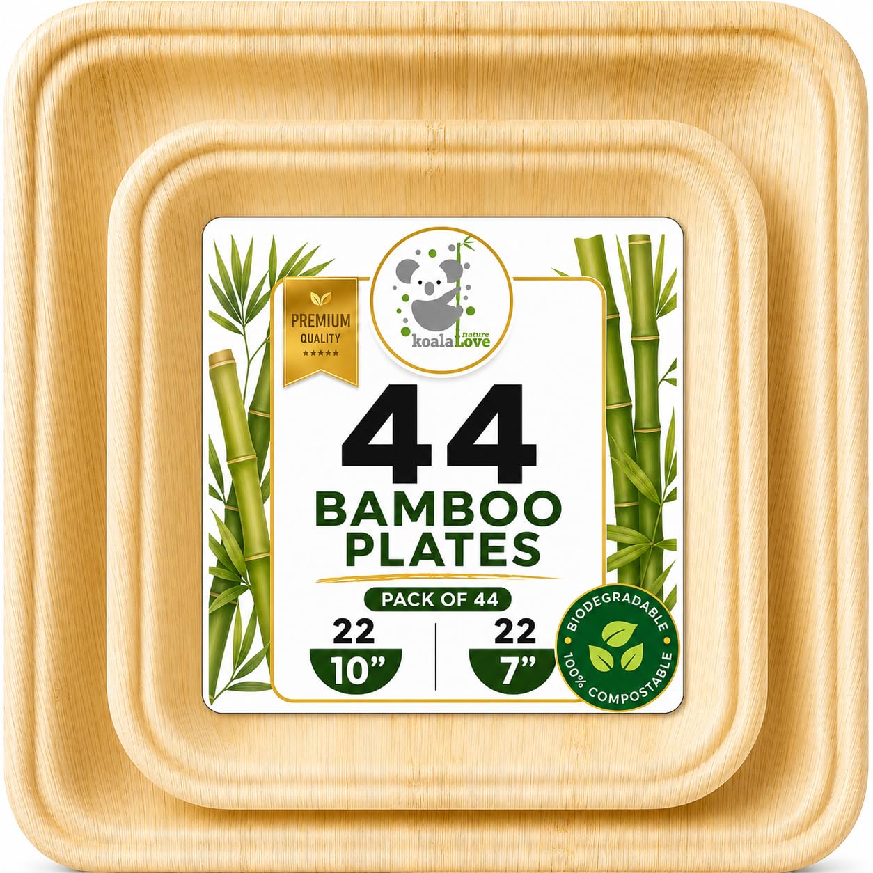 Photo 1 of Koala love Bamboo Paper Plates Disposable 10 Inch & 7 Inch Bulk Party Pack Eco Compostable Biodegradable Wooden Plate Best Alternative To Plastic Paper Plates (44 pc)