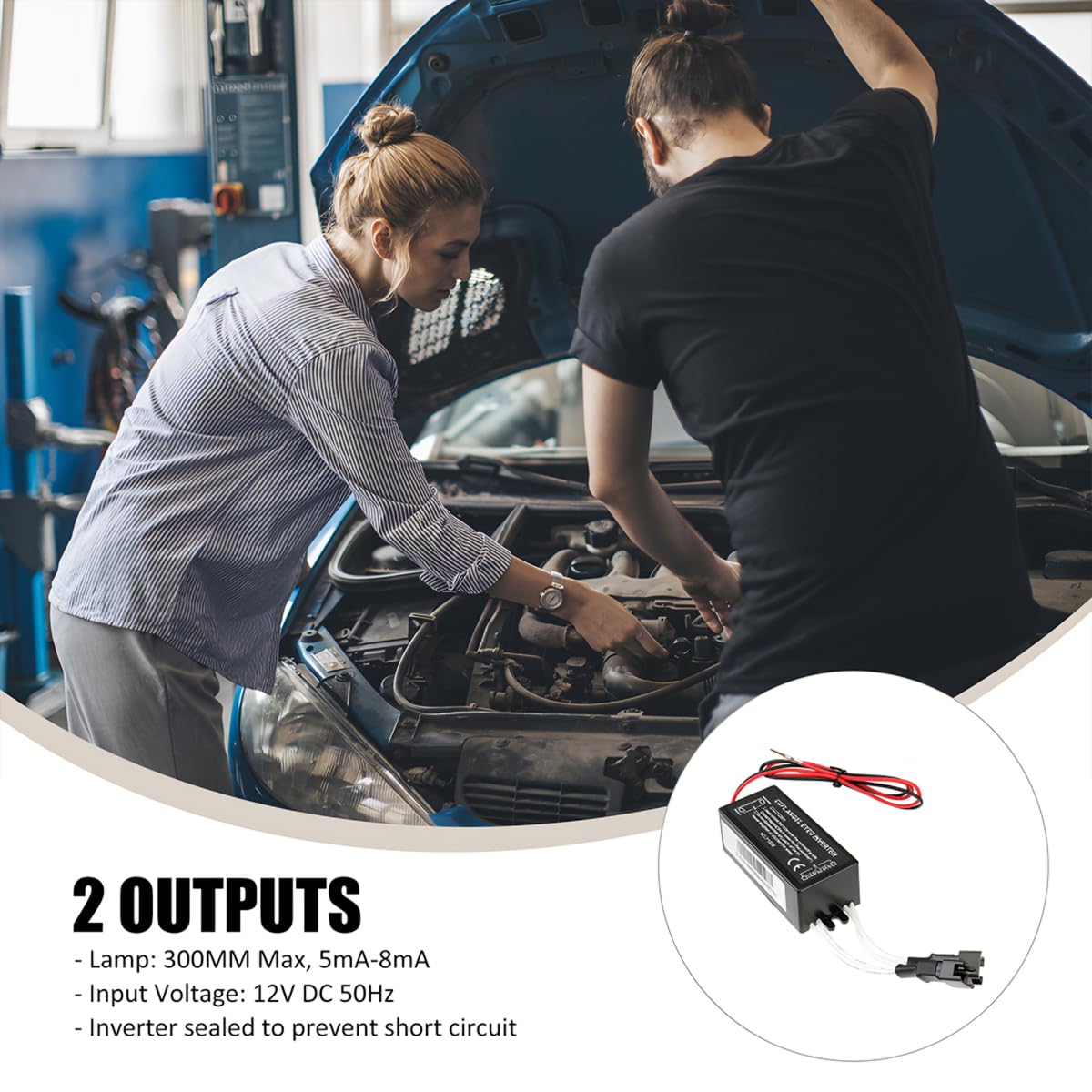 CGEAMDY 2 Pièces CCFL Inverter Rechange pour Les Yeux d'ange, Kit D'anneaux D'yeux d'ange 12V étanche De Rechange, Ballast Inverseur CCFL Femelle De Rechange pour Anneaux Halo Angel Eyes