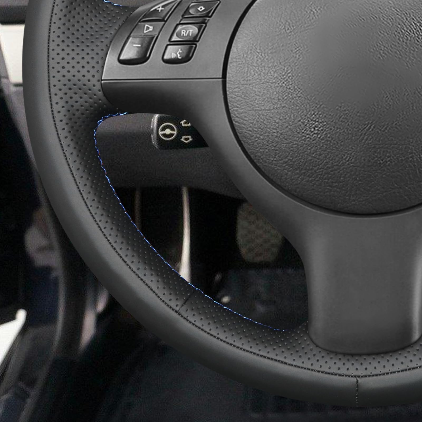 MEWANT Funda de Volante a Medida para Coser Series E46 | series E46 / E46 / 5 2004-2005 / E39 2002-2003 / accesorios / volante Transpirable Para Volantes Calefactados Duradero