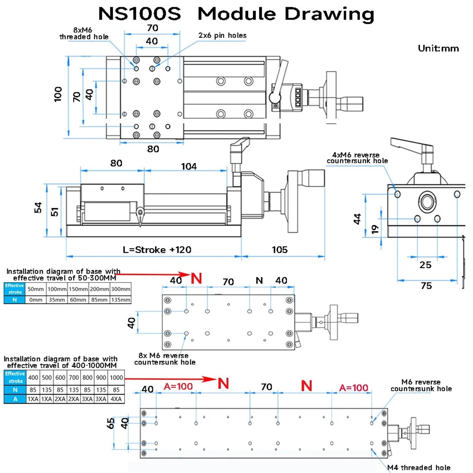 Table coulissante manuelle, course de 50 à 1000 mm, vis type T, actionneur linéaire, affichage numérique, compteur position, rail 120 kg, XYZ CNC(Horizontal Display,100mm Stroke)