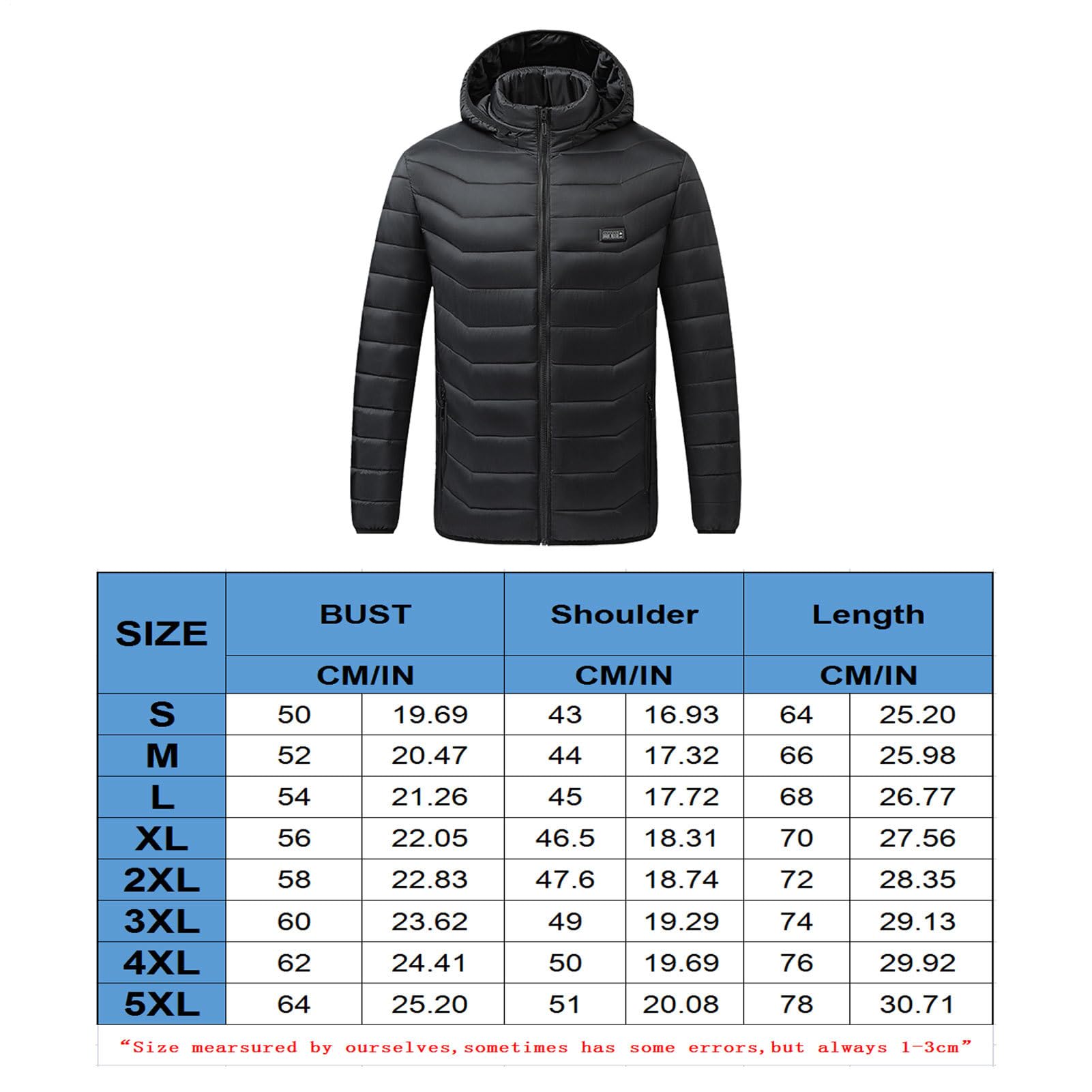 Chaqueta calefactora eléctrica, chaqueta calefactora - Chaquetas de invierno cálidas Calentador de cuerpo con carga USB,Chaquetas de esquí para hombre de 3 velocidades de calentamiento rápido para el