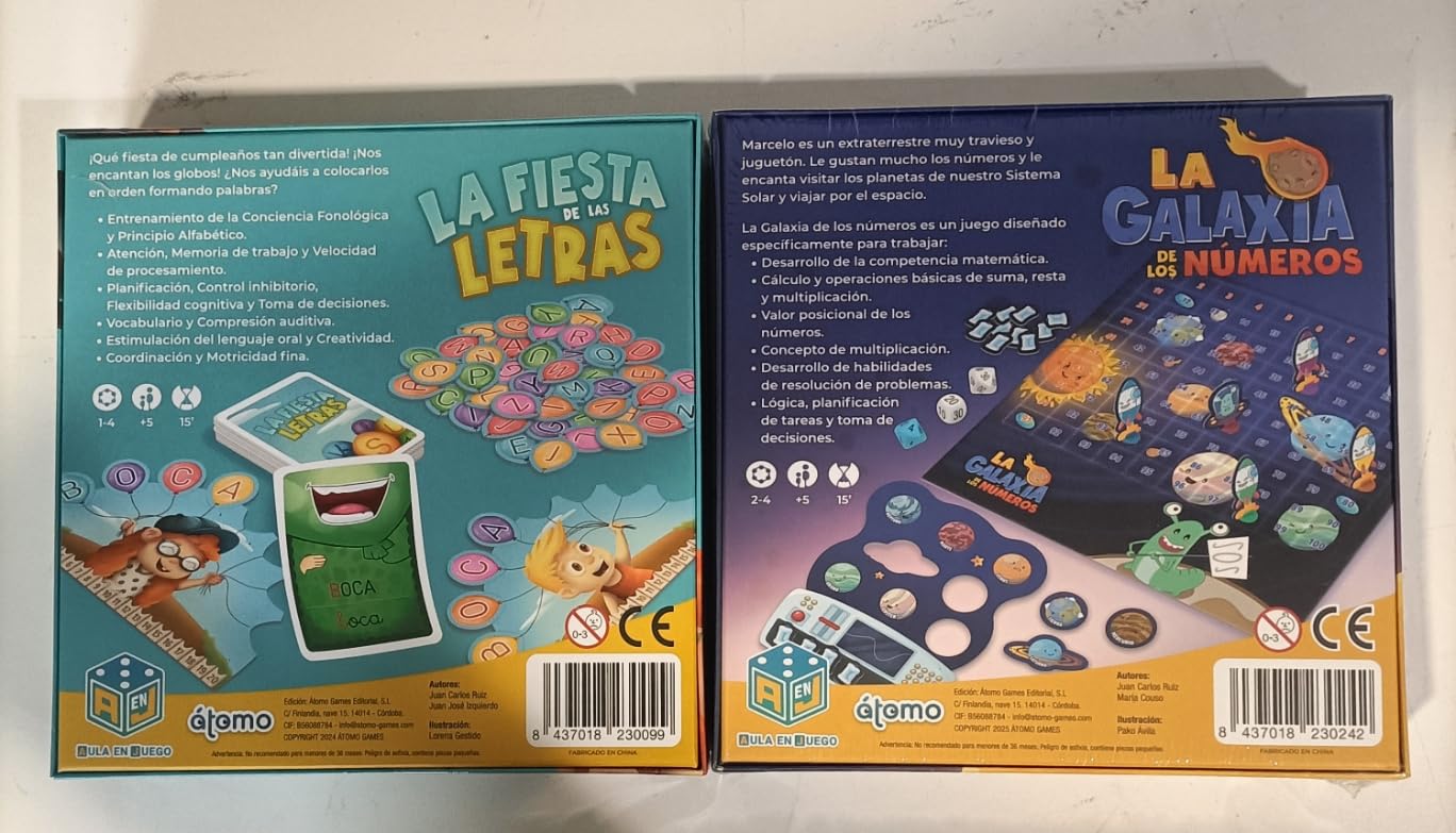 Atomo Games Pack de Juegos Educativos Galaxia de los Números + La Fiesta de Las Letras – Aprender Matemáticas y Lectoescritura Jugando (5+ años)