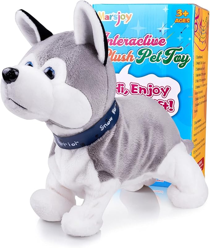 Marsjoy Husky Robot Toy Dog Electronic Dog Toy, Plush Stuffed Animal