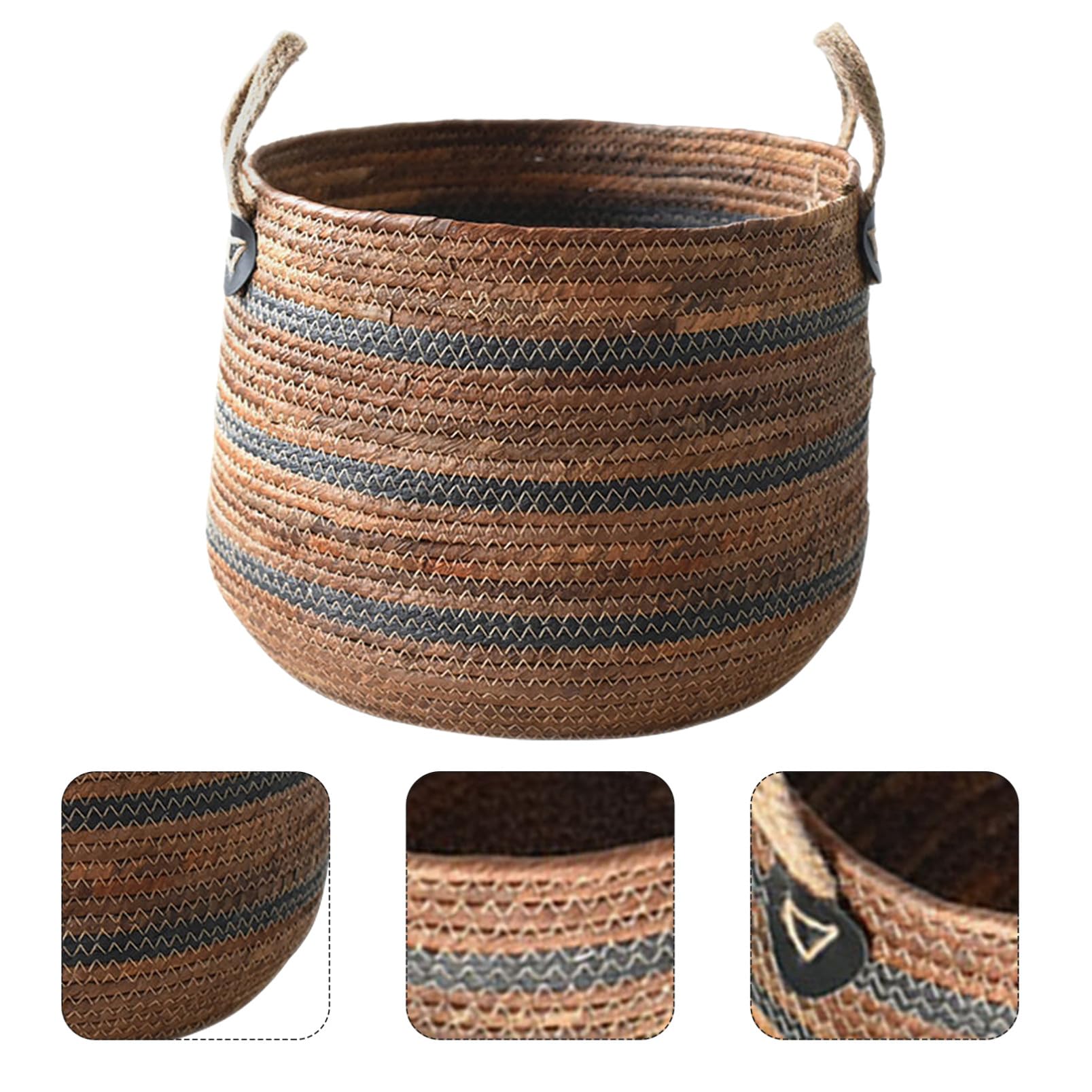 Cesto Intrecciato per Biancheria Piccoli Oggetti 29×21 in Paglia | Stile Rustico Nordico, Capienza Ampia, Facile da Spostare, per Casa e Ordine degli Ambienti