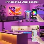 Outdoor LED Strip Lights Waterproof,32.8ft Cuttable Sticky LED Light Strip Waterproof with Bluetooth and IR Remote,300 LEDs Music Sync RGB Outside LED Strip Lights,for Bedroom Room Outdoors Decor.2x5M