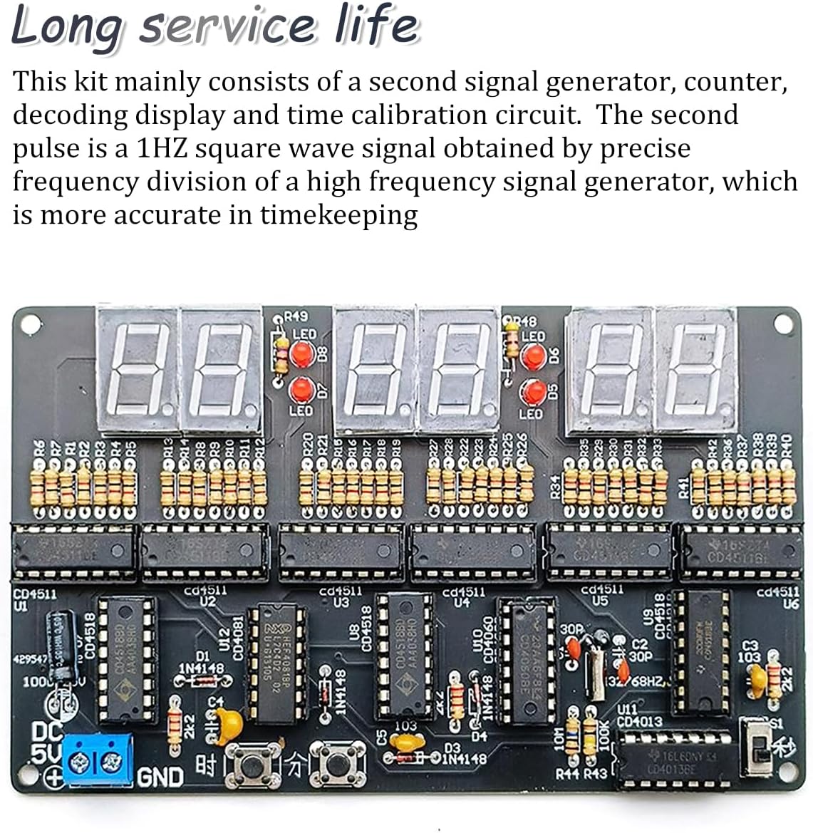 ZORZA 1Set 6-Digit DIY Electronic Clock Kit DC 4.5V-5.5V Circuit Board for Soldering Practice Learning for Crafting Your Own Clock Electronics Hobbyists