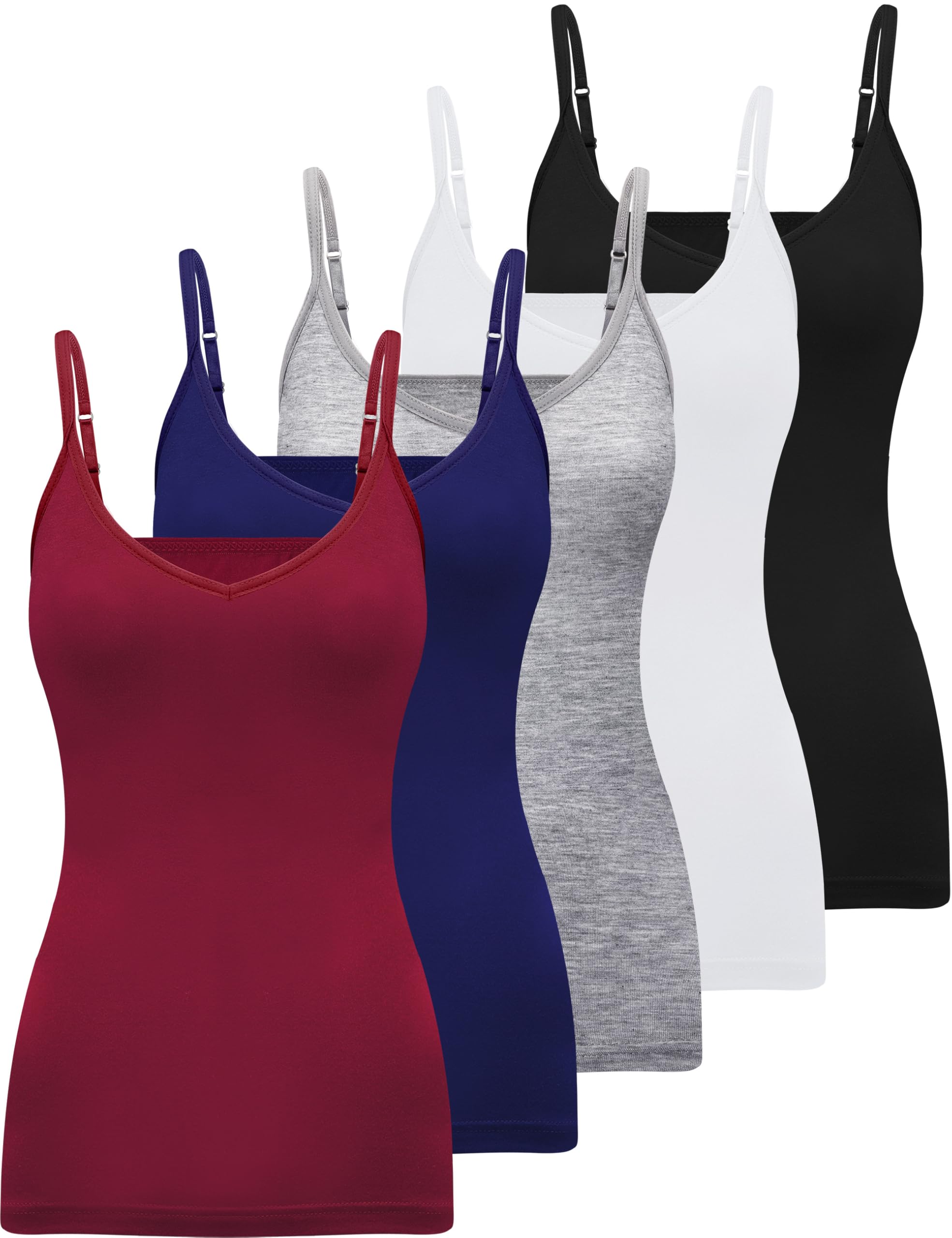 BQTQ 5 Pcs V Neck Camisole Tops for Women Spaghetti Strap Tank Top Womens Camisole Undershirt Slim Fitted Camisoles