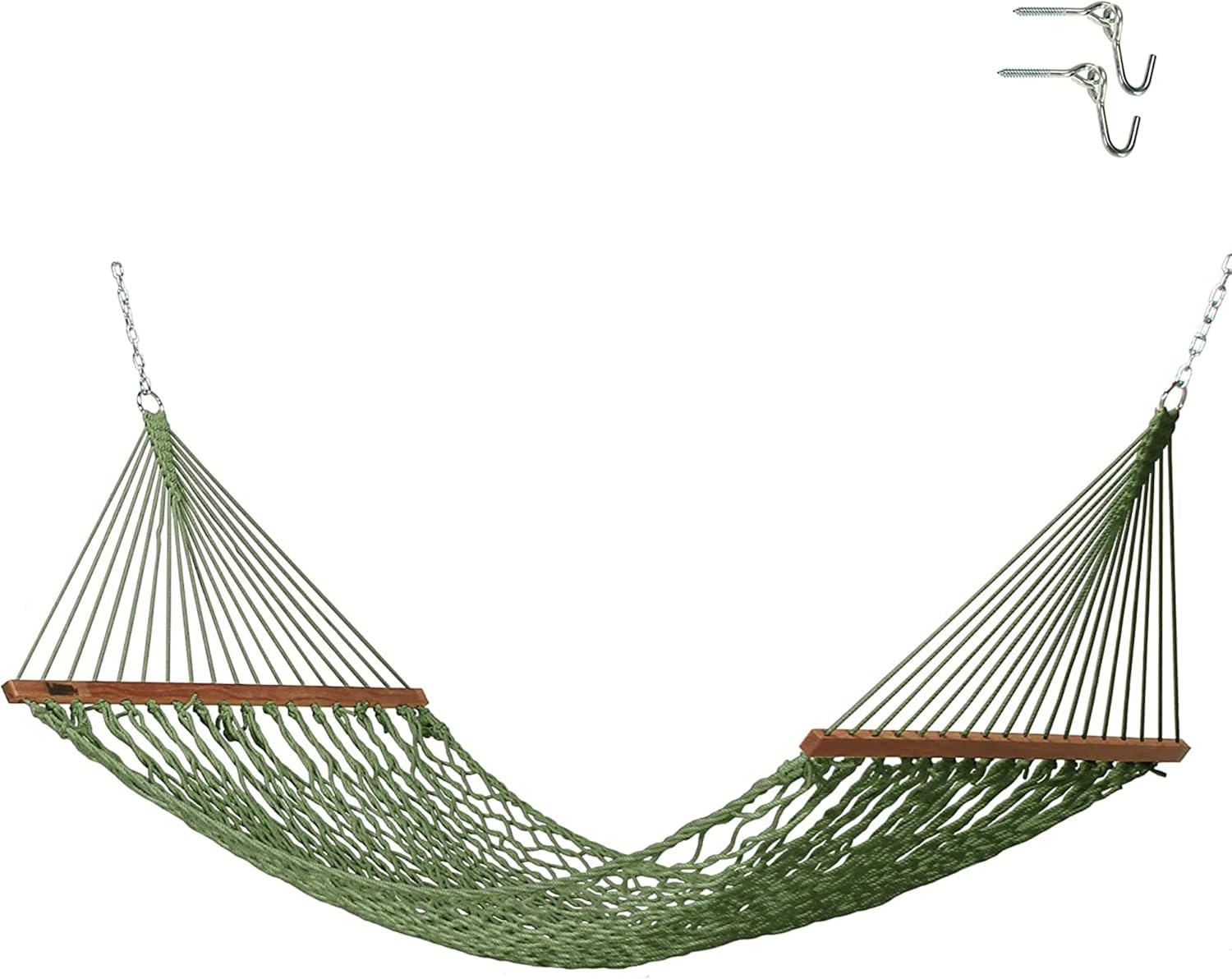Hatteras Hammocks DC-11OT Small Oatmeal Duracord Rope Hammock with Free Extension Chains & Tree Hooks, Handcrafted in The USA, Accommodates 1 Person, 450 LB Weight Capacity, 11 ft. x 45 in.