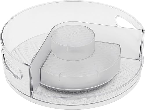 Copco Mesa giratoria de almacenamiento de varios niveles, 12.0 x 12.0 x 3.9in, transparente