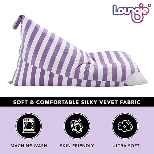 Miniatura 7 de Funda para puf de almacenamiento de animales de peluche, silla de puf extra grande de 55 pulgadas, lavanda a rayas Loungie
